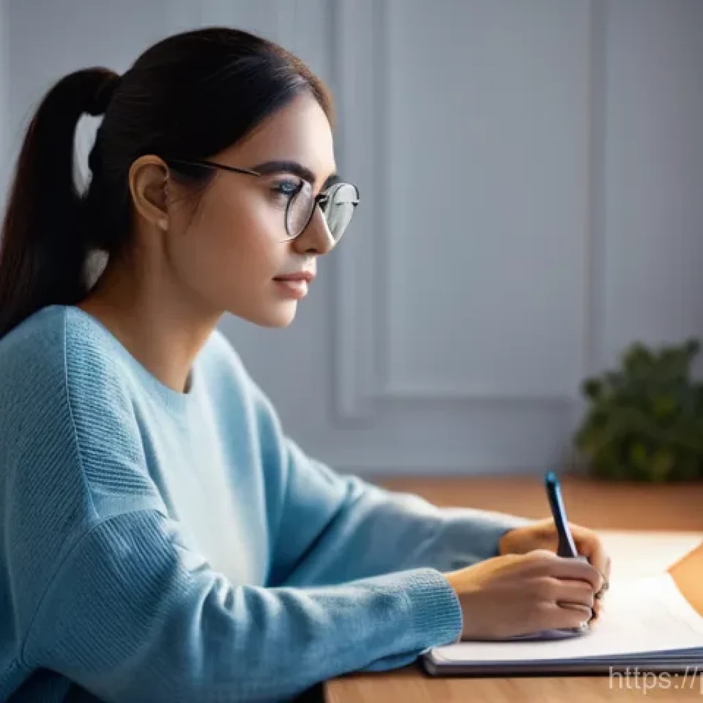 눈 보호 장비 추천 - **Blue Light Protection for Digital Work:**
    A young adult woman, in her late 20s, with a warm an...