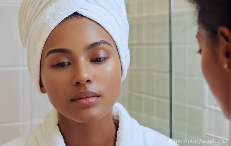 눈꺼풀 질환 관리법 - **Prompt: Serene Eyelid Cleansing Ritual**
"A candid, close-up shot of a young adult woman (mid-...